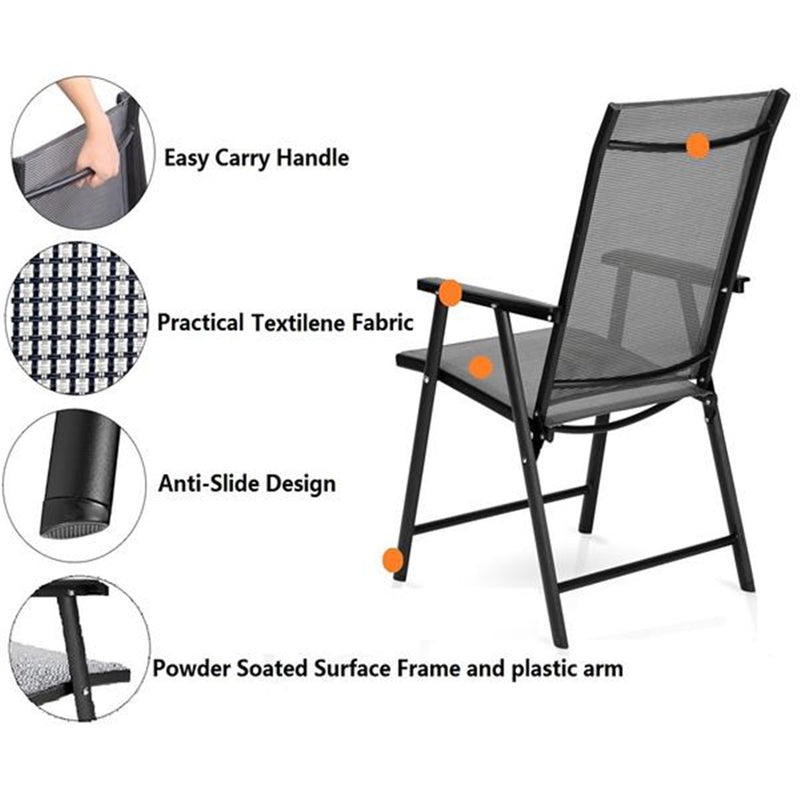 ALICIAN 2pcs Portable Folding Chairs for Courtyard Outdoor Camping Beach Grey