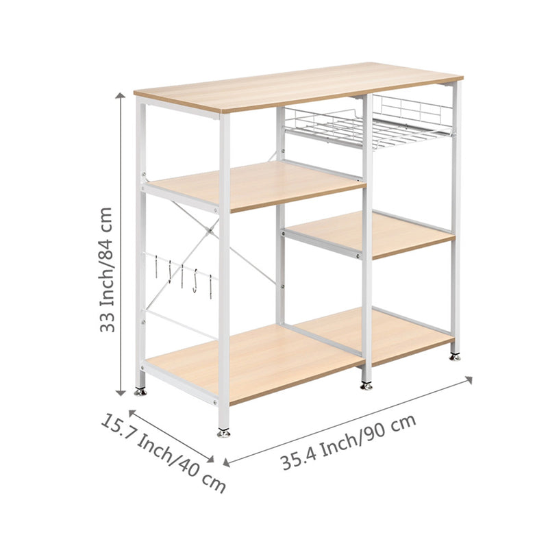 ALICIAN 4-layer Microwave Oven Rack Floor-standing White Maple