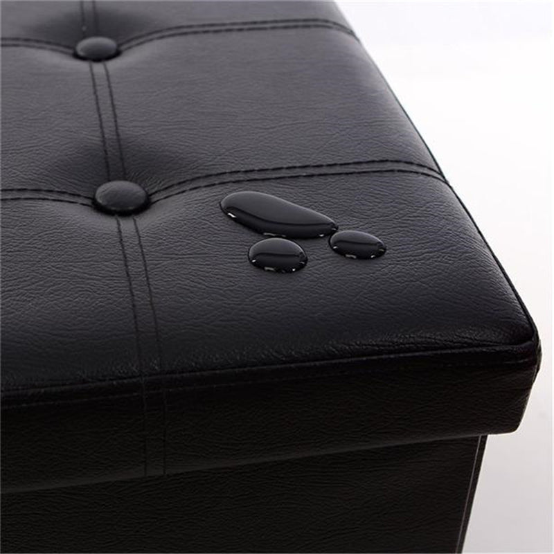 AMYOVE Folding Storage Cube Seat PU Leather 76*38*38cm Black