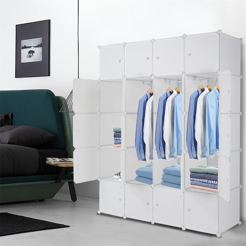 AMYOVE 5-layers 20-grids Modular Closet Cabinet Storage  Shelves Cube Organizer White