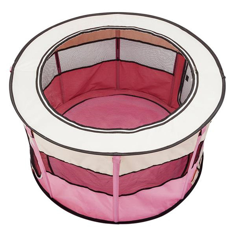 BEESCLOVER 40inch Folding Pet Game Fence Tent Portable Round Dog House Cat Nest Bed Pink