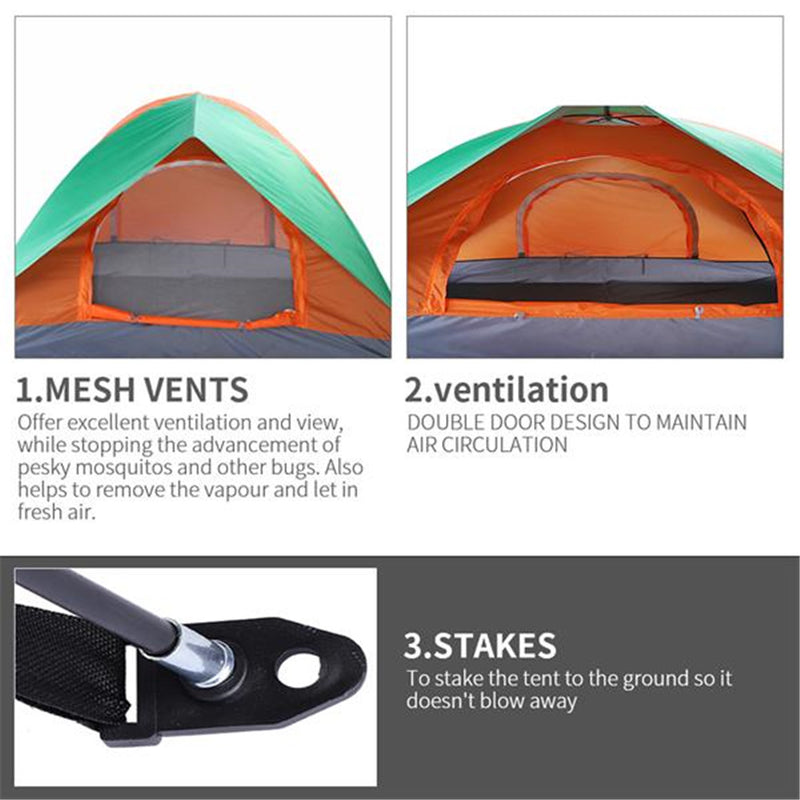 THBOXES Double-door Double-layer Folding Tent for Out Camping Beach Shelter