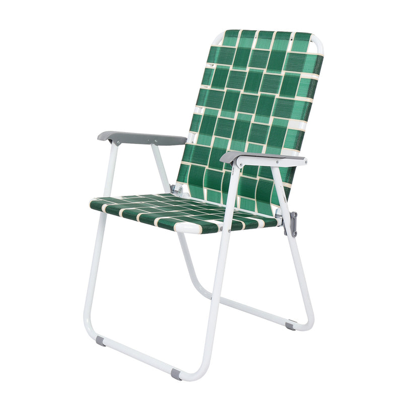 ALICIAN 2pcs Beach Chair Steel Tube Bearing 120kg Folding Beach Chair Dark Green Stripes