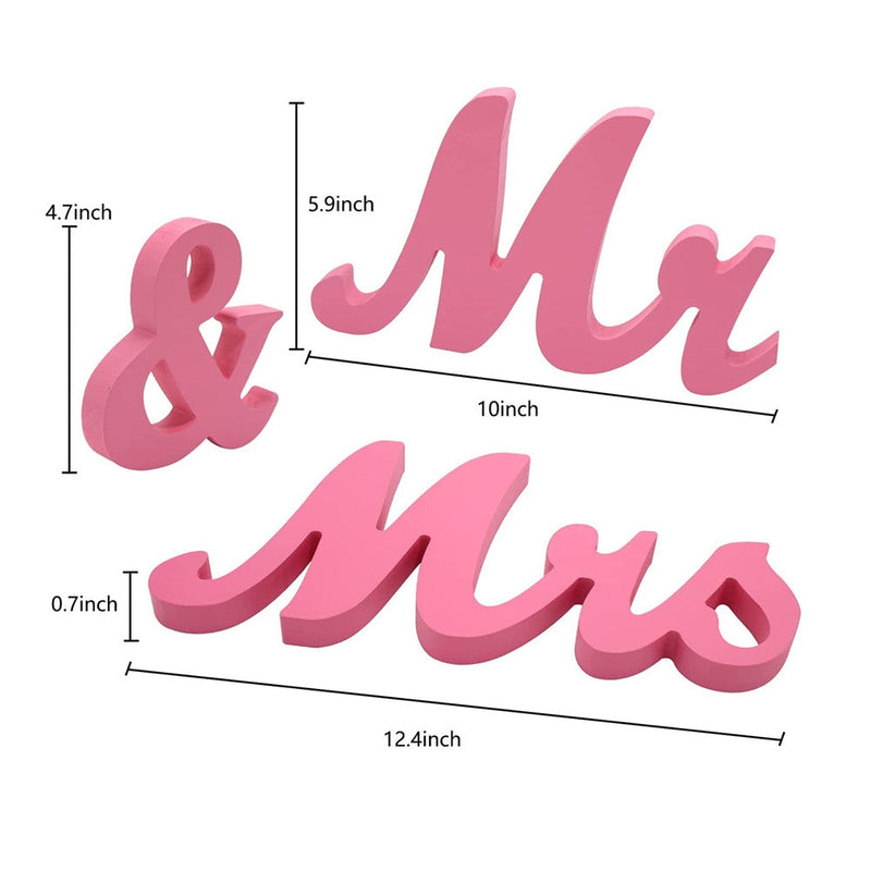 WHIZMAX 1 Set Wooden Mr And Mrs Letter Ornament Wedding Props Pink