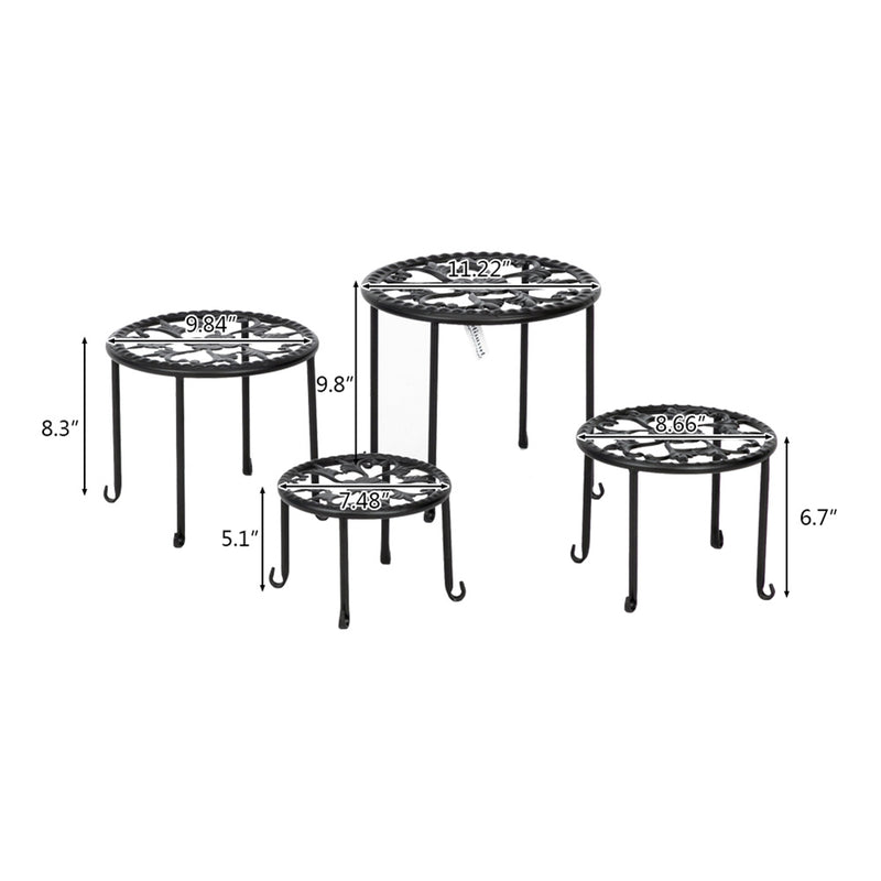 ALICIAN 4pcs Round Ironwork Plant Stand Corner Plant Shelf Racks