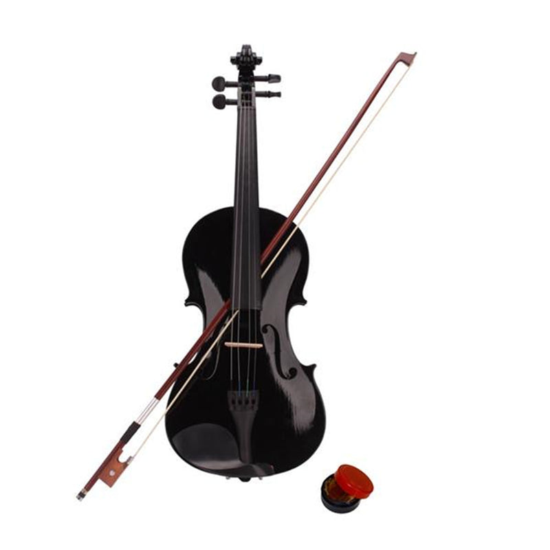 YIWA 1 Set Pine 4/4 Solid Wood Acoustic Violin Case Bow Rosin Black