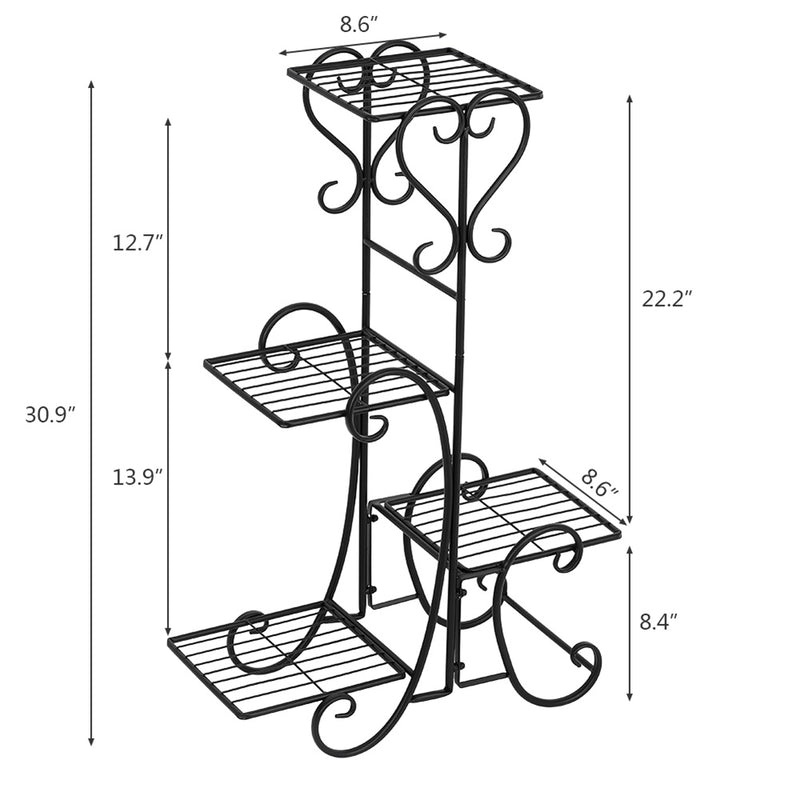 ALICIAN 32.3 inches Plant Stand 4 Potted Metal Shelves Corner Plant Shelf - Round