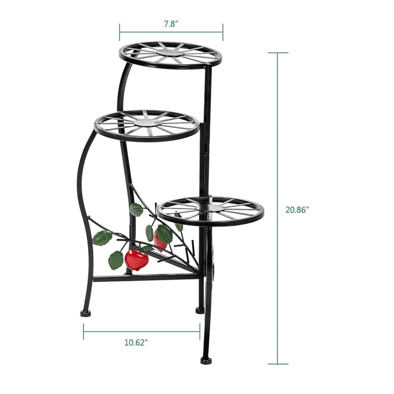 ALICIAN Metal Plant Stand Shelf 3-base Flower Pot Holder Organizing Racks Black