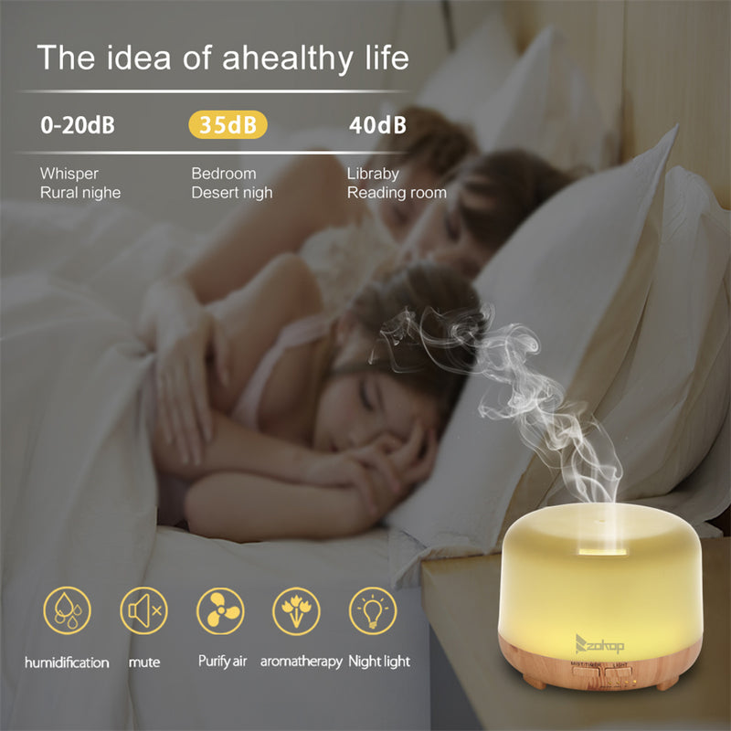 ZOKOP 450ml Aromatherapy Oil Diffuser Colorful Ultrasonic Humidifier White