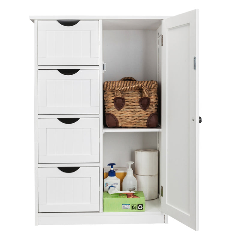 AMYOVE Single Door Bathroom Storage Cabinet with 4 Drawers Waterproof Lightweight