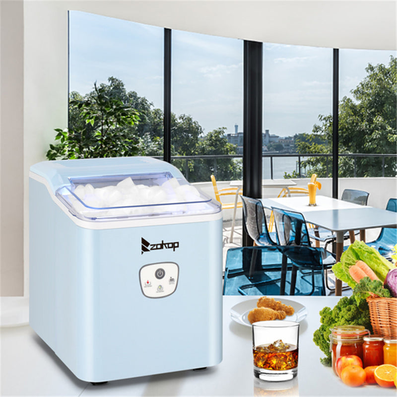 ZOKOP Ice Maker 26lbs/12kg/24h with Plastic Lid Blue