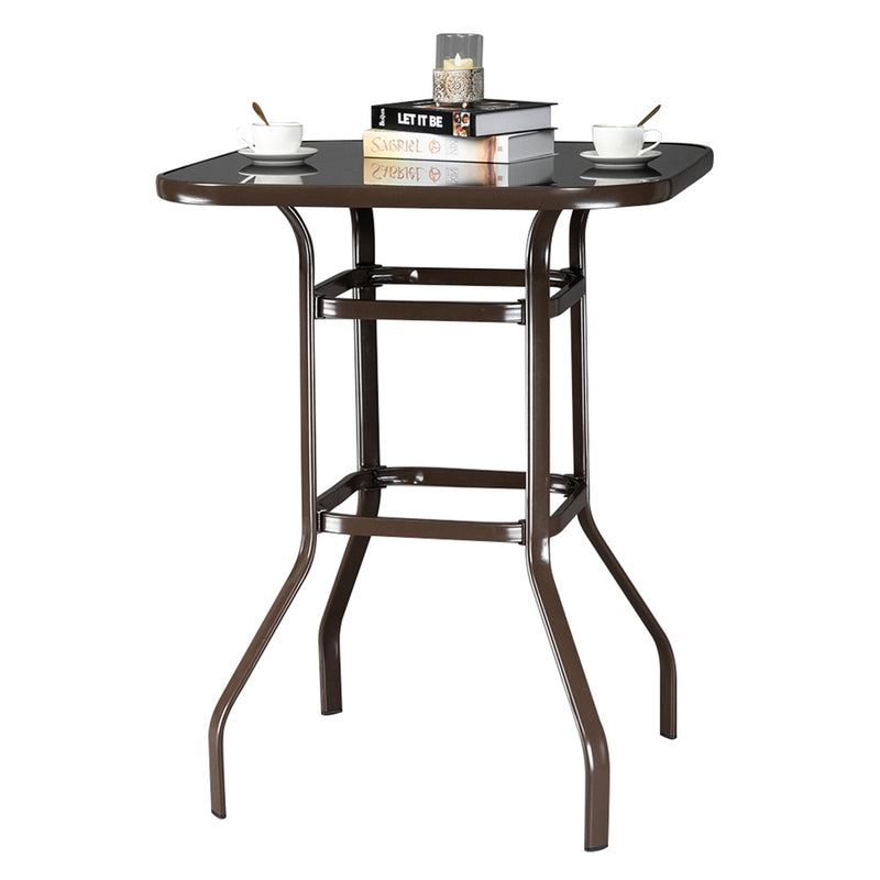 AMYOVE Bar Table Patio Table Bistro High Top Patio Table Outdoor Brown