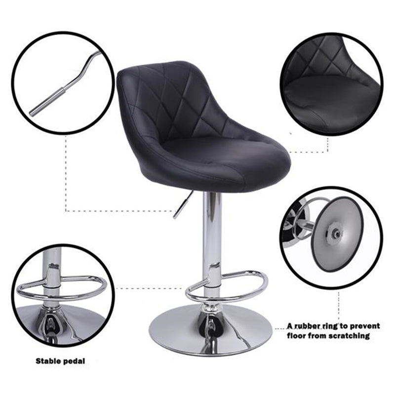 ALICIAN 2pcs Shell Back Adjustable Swivel Bar Stools PU Leather Black