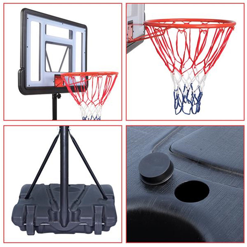 YIWA Basketball Hoop Portable Removable Transparent Backboard Basketball Stand Black