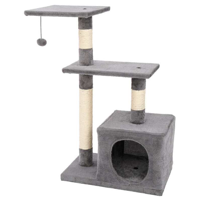 BEESCLOVER 32in Three-layer Cat Climbing Frame Pet Play Condo Grey