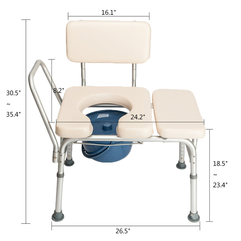 RONSHIN 2-in-1 Multifunctional Commode Chair Bath Chair 6 Levels Adjustable for Elder Disabled People Pregnant