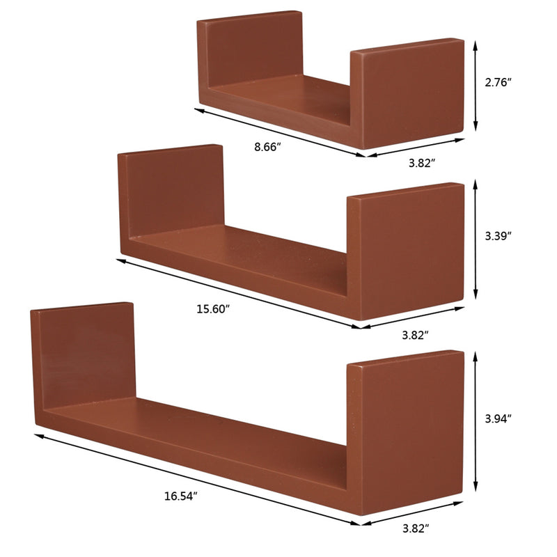 AMYOVE 3pcs Wall Shelves Wall Mounted Storage Bookshelf Mdf Floating Display Shelves