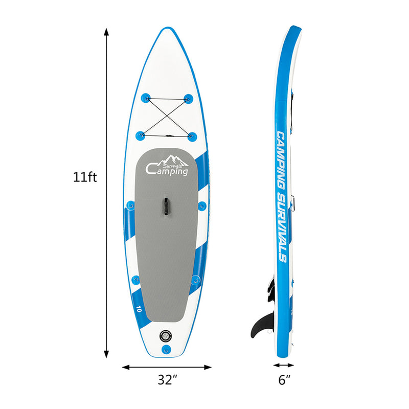 THBOXES Inflatable 11ft Paddle Board with Removable Fin Surfboard Blue