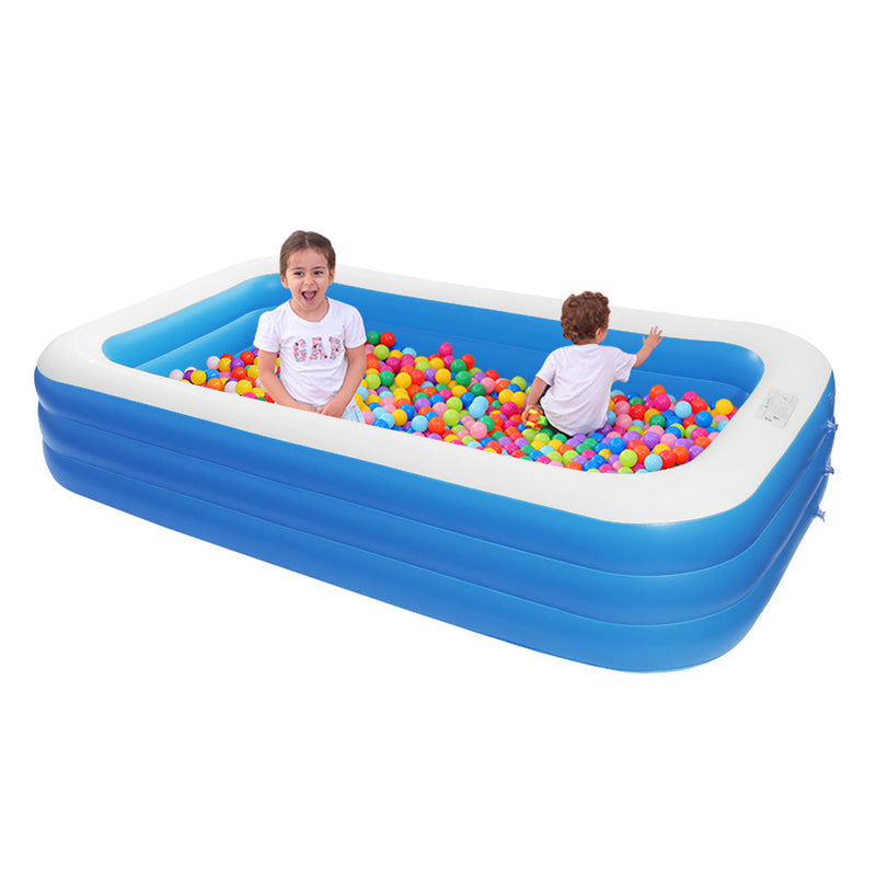 THBOXES Inflatable Swimming Pool Wall Rectangle Summer Blow Up Swimming Pool 120x72x22inch Blue