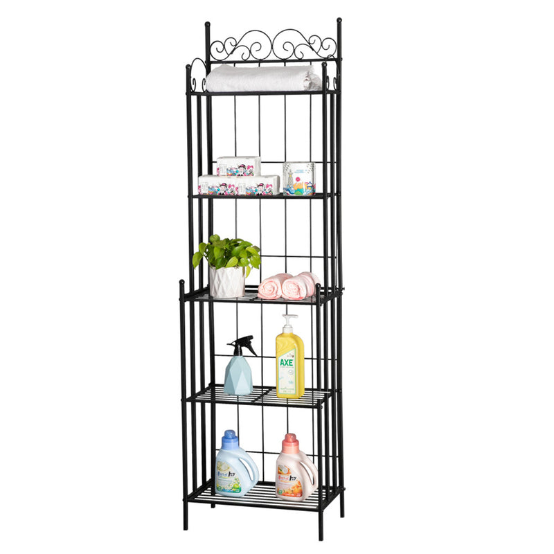 ALICIAN 5-tier Storage Rack Top Bathroom Storage Shelf Black