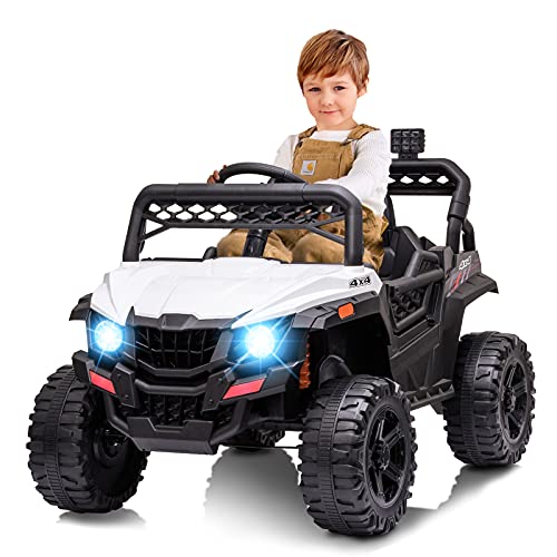 12V Kids Ride On Car Truck w/Parent Remote Control, Spring Suspension, LED Lights, AUX Port, Music (Red, no Tent)