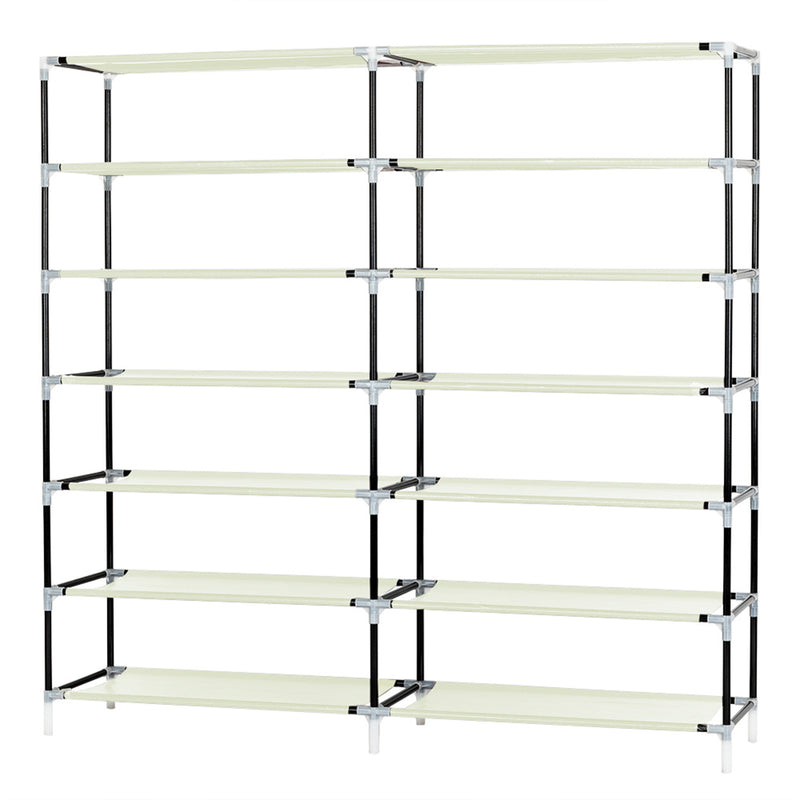 RONSHIN 7 Layers 14 Grids Shoe Rack Portable Shoe Cabinet Beige