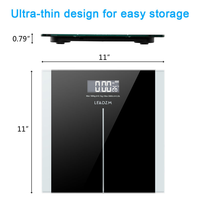 DSSTYLES Weight Scale 180kg 6mm Thickness Square 28*28cm Black