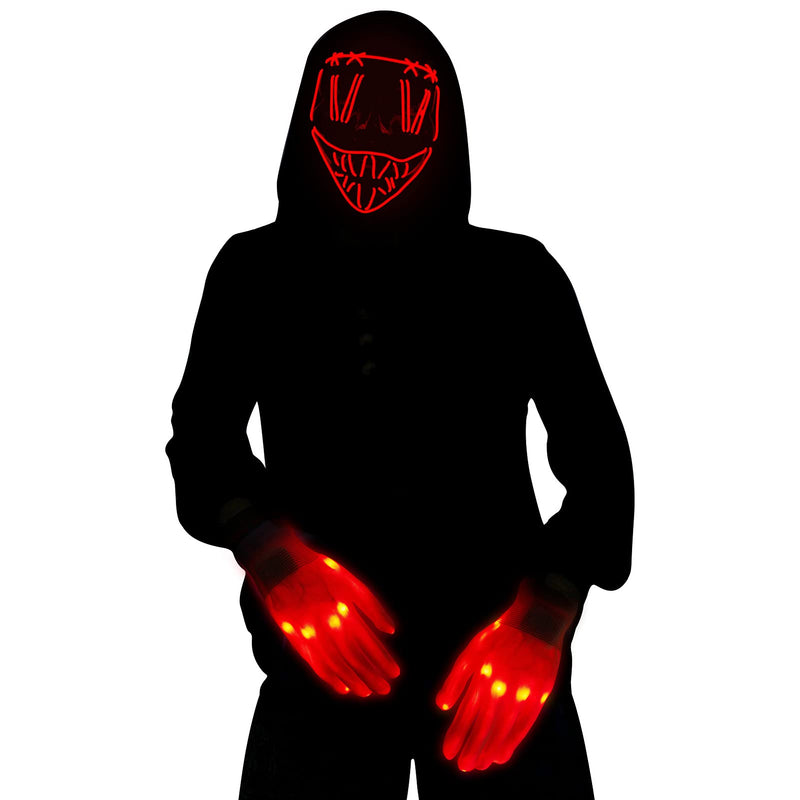 WHIZMAX Halloween Scary LED Mask with Light Up Gloves Kit