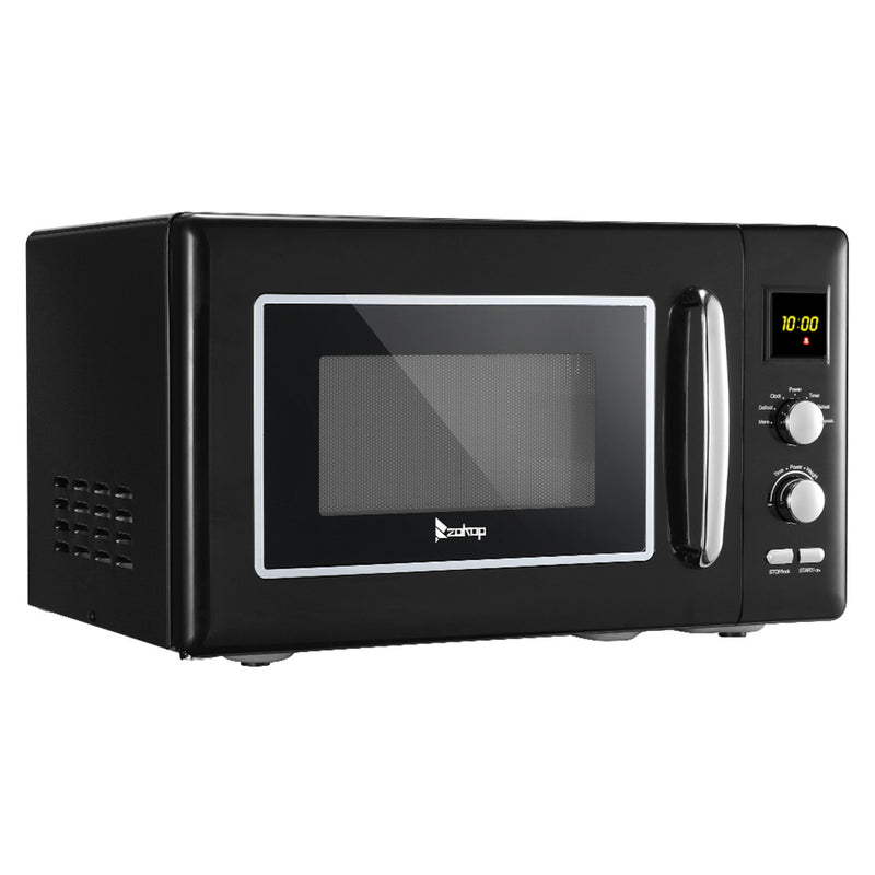 ZOKOP Microwave Oven Retro Countertop 5 Power Setting 360 Degree Rotation Black