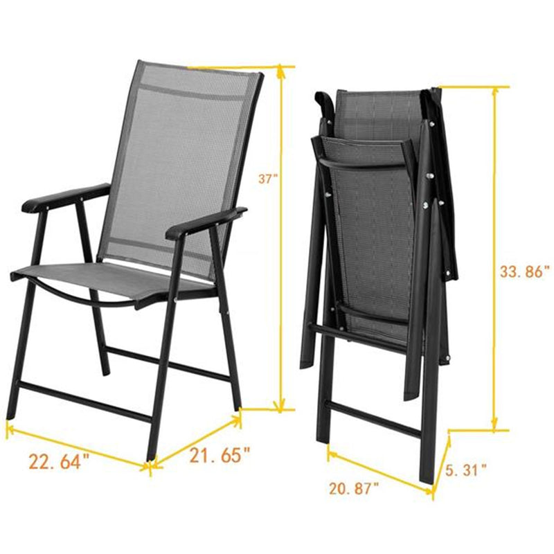 ALICIAN 4pcs/set Portable Folding Chairs with Armrests Grey