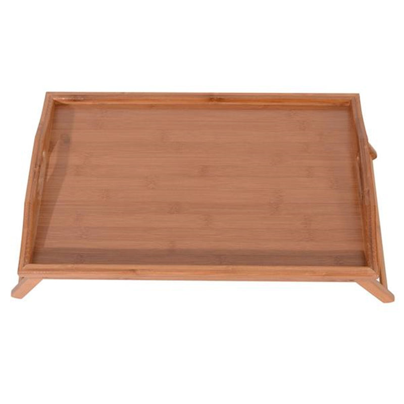 AMYOVE Bamboo Tray Tea Table with Folding Legs Desk Wood Color