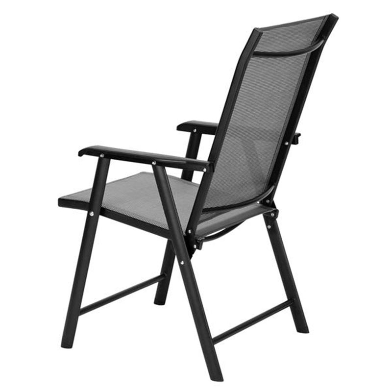 ALICIAN 4pcs/set Portable Folding Chairs with Armrests Grey