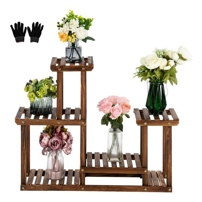 ALICIAN 4 Tier 7 Potted Pine Plant Stand Flower Rack Garden Shelves