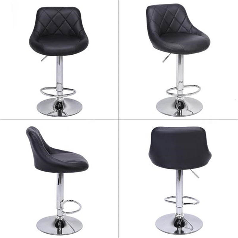 ALICIAN 2pcs Shell Back Adjustable Swivel Bar Stools PU Leather Black