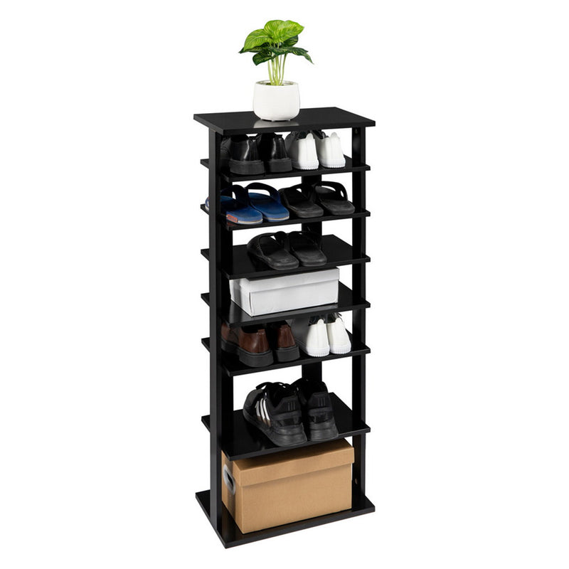 ALICIAN 7-layer Wooden Shoe Rack Storage Mount Household Furniture Room Organizer Black