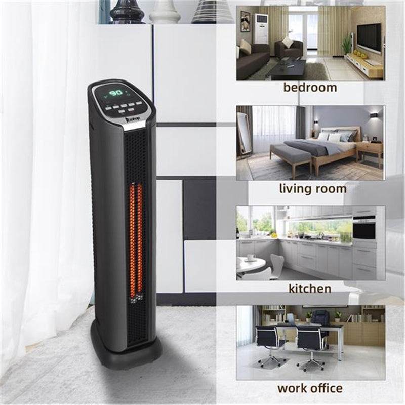 ZOKOP Digital Slim Space Heater 1500W with Two Heat Settings Black