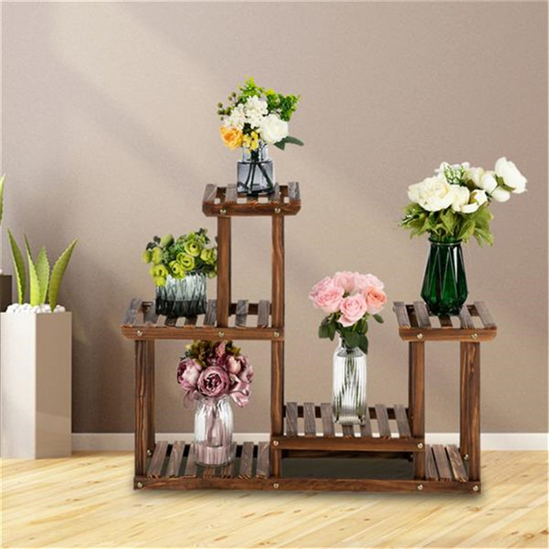 ALICIAN 4 Tier 7 Potted Pine Plant Stand Flower Rack Garden Shelves