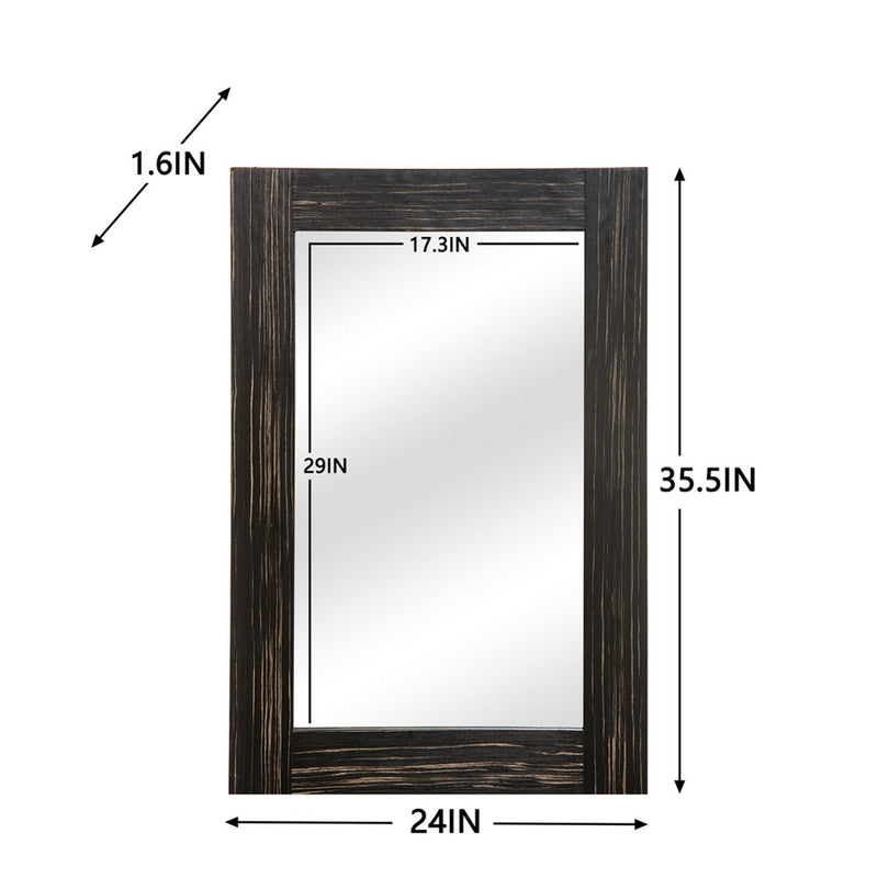 ALICIAN Rectangular Decorative Mirror Wood Glass Brown