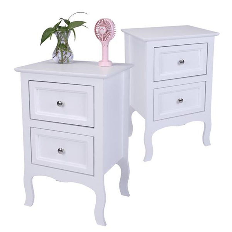 AMYOVE Rural Style Bedside Table Nightstands with 2 Drawers Storage Cabinet White