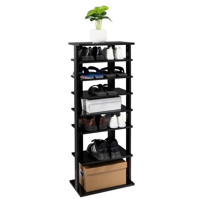 ALICIAN 7-layer Wooden Shoe Rack Storage Mount Household Furniture Room Organizer Black