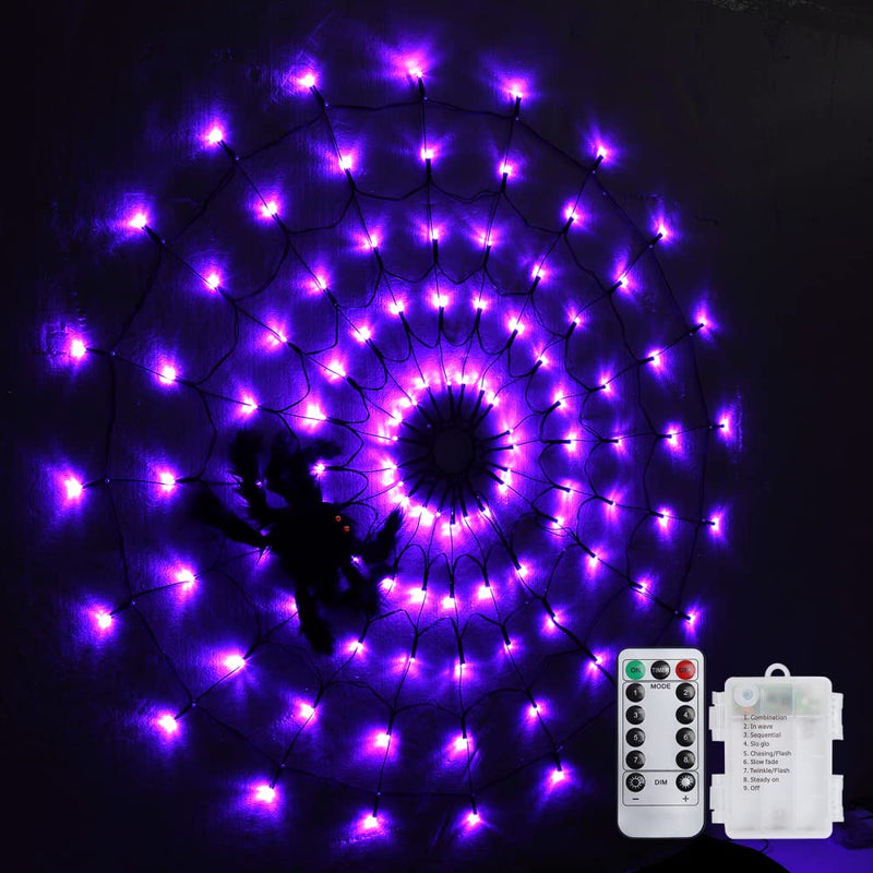 CYNDIE Halloween Purple Spider Web Lights Waterproof