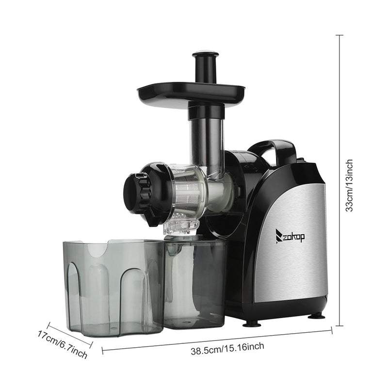 ZOKOP Electric Juicer 2-speed Mechanical Horizontal Juicer Machine Black