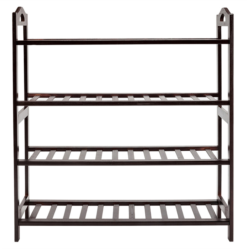 ALICIAN Bamboo Shoe Rack with Handles 12-batten 4 Tiers Multipurpose Coffee