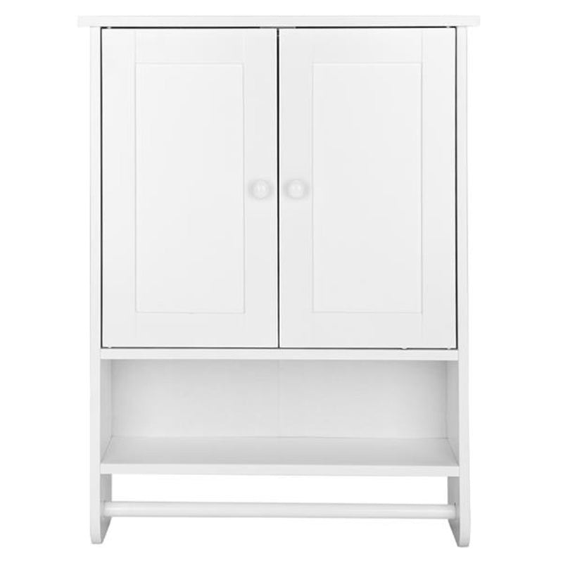 AMYOVE 2-Door Bathroom Wall Cabinet Cupboard 65x48.7x14.6cm White