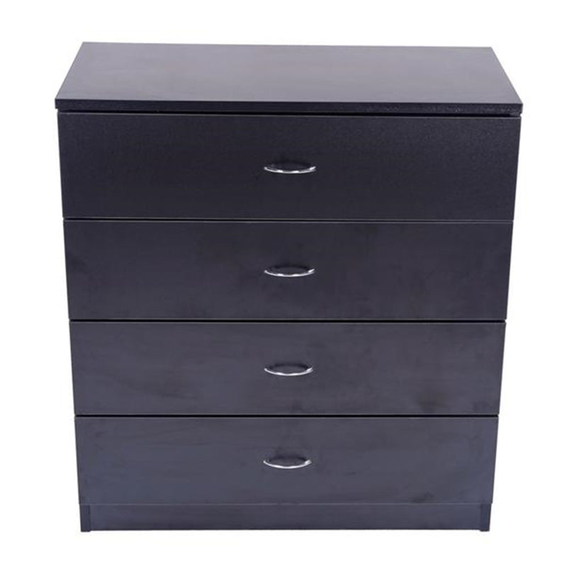 AMYOVE 4-Drawer Wooden Dresser Storage Cabinets with Handles Black