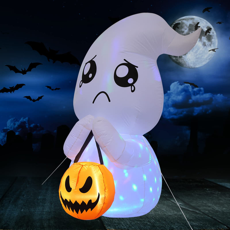 CYNDIE 5FT Halloween Inflatable Cute Ghost with Pumpkin