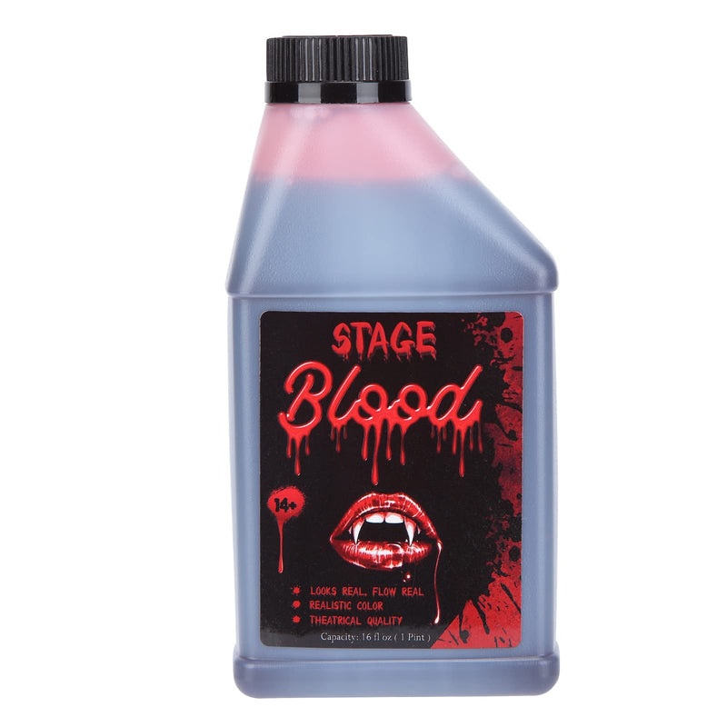 16 oz Pint of Blood, Fake Blood Halloween Vampire Blood Bottle for Halloween Makeup & Dress Up