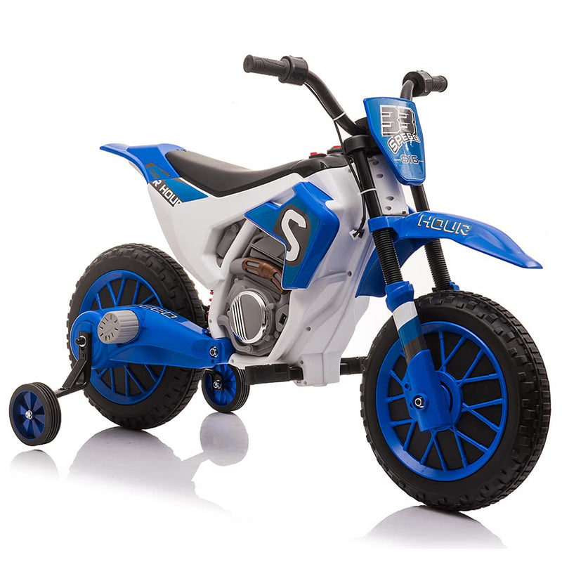 Kids Ride on Motorcycle,12V 7ah Dirt Bike Electric Battery-Powered 2 Speeds Off-Road Motocross with 35W Strong Motor, Training Wheels, Spring Suspension,Green