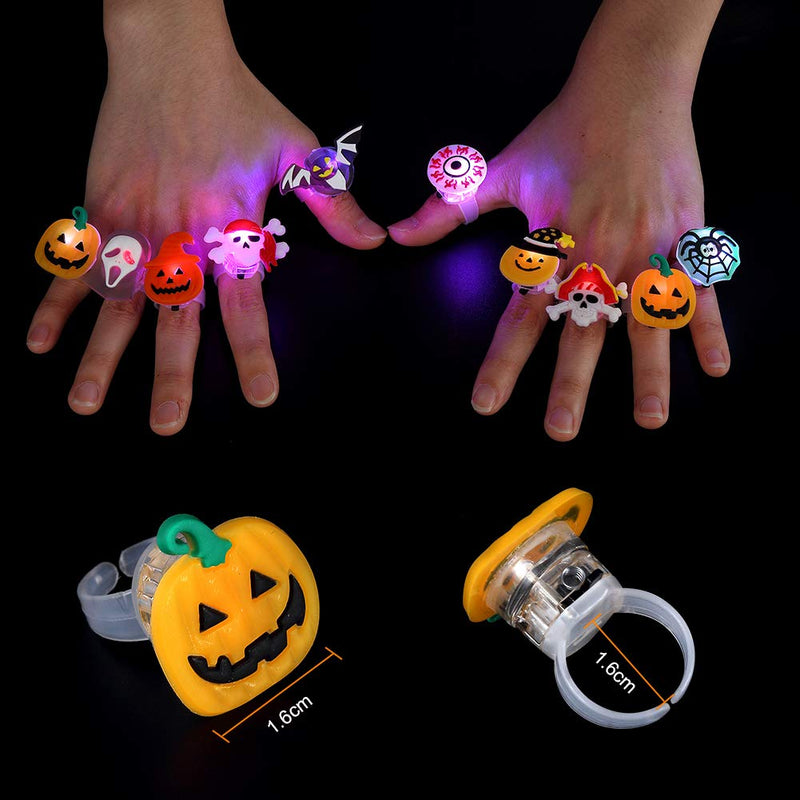 WHIZMAX 54pcs Halloween Light Up Rings Toys