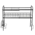 RONSHIN Single Layer Bowl Rack Shelf Dish Drainer 90cm Inner Length Kitchen Organizer Black